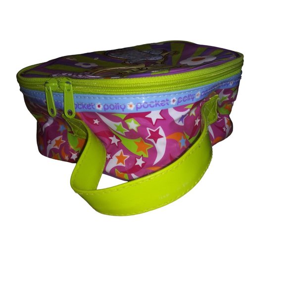 VTG Polly Pocket Zip Lunch Bag Green Purple Swirl Floral Travel Case 2003 - Picture 5 of 8